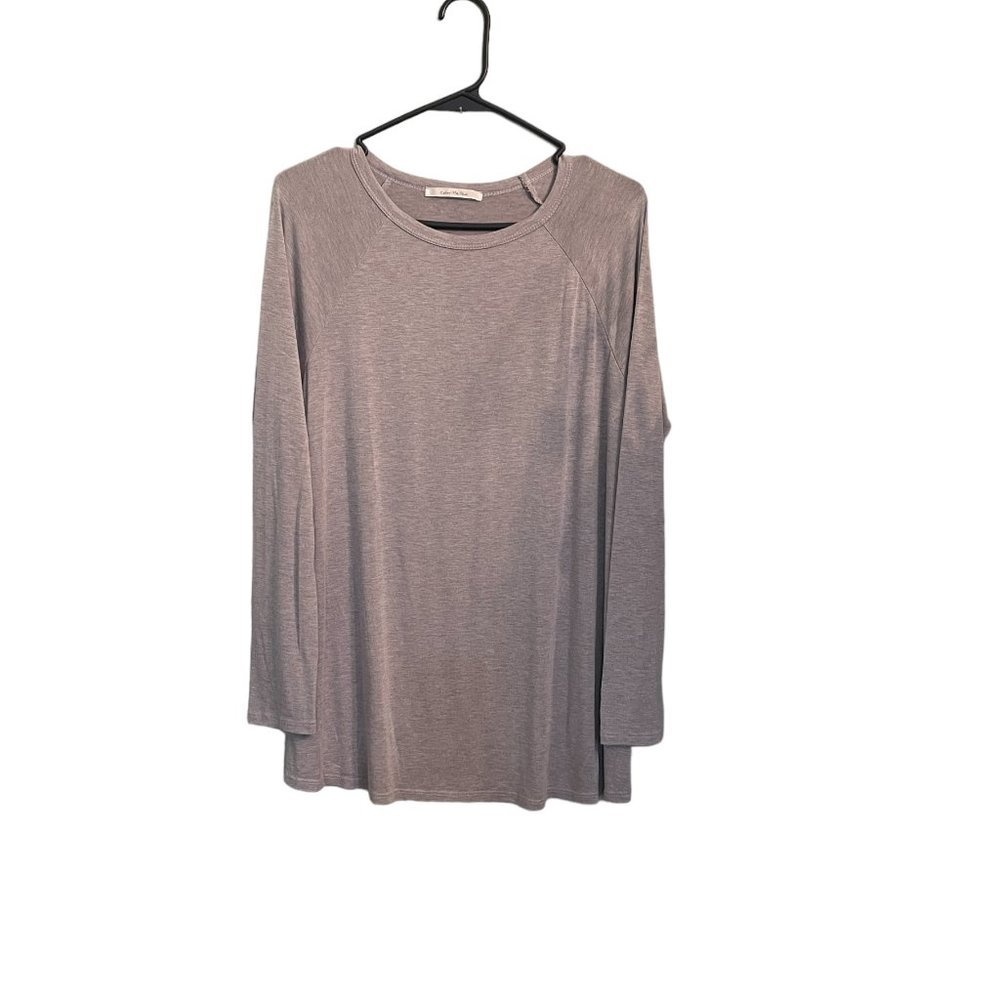 Boutique Color Me Red Long Sleeve Knit Gray Flowy Top Size M